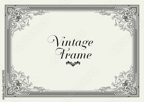 Vintage Ornament Border. Decorative Floral Frame Vector. photo