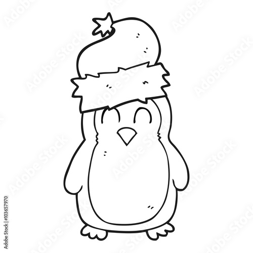 black and white cartoon penguin