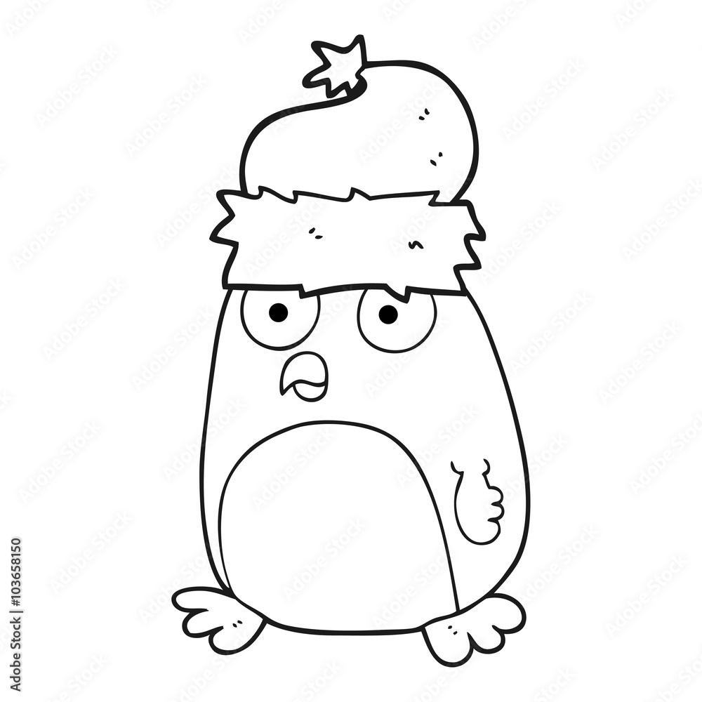 black and white cartoon christmas robin black and white cartoon christmas robin