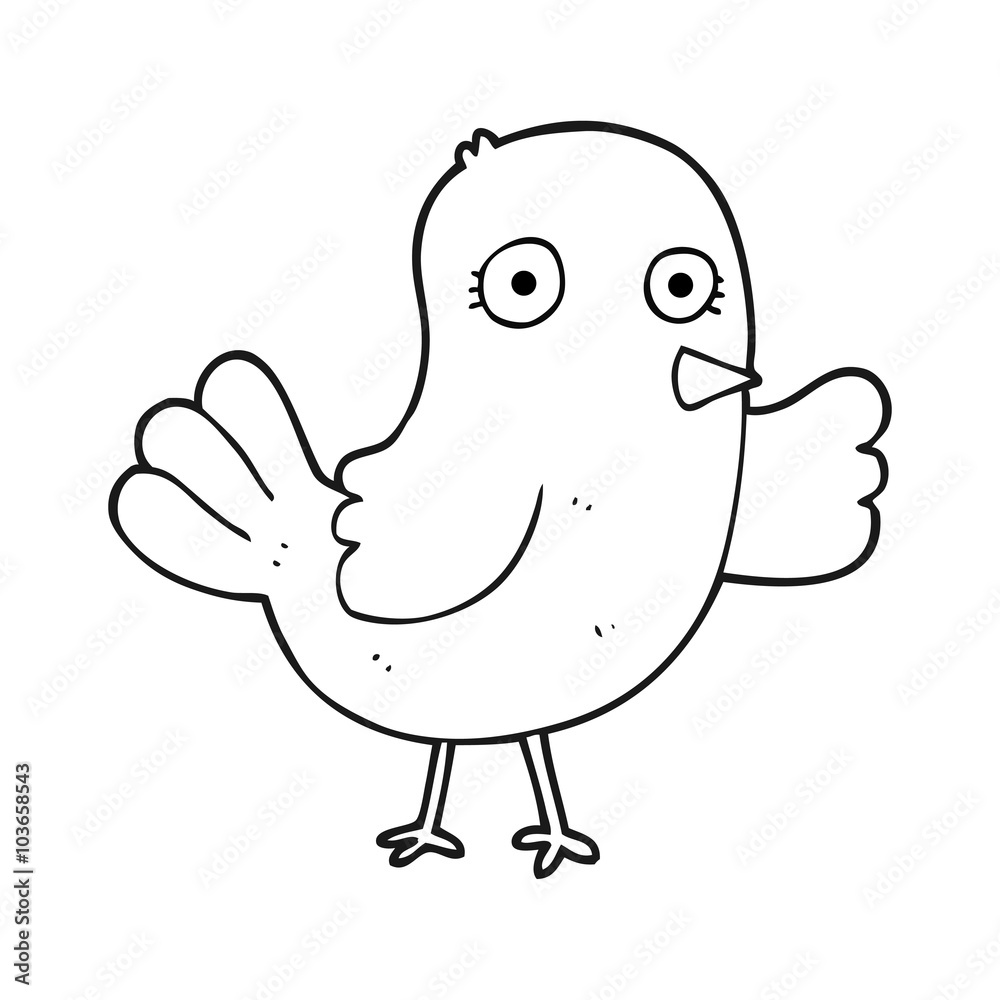 black and white cartoon bird black and white cartoon bird