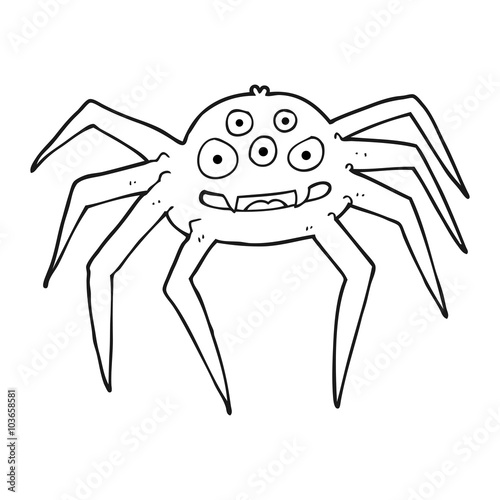 black and white cartoon spider