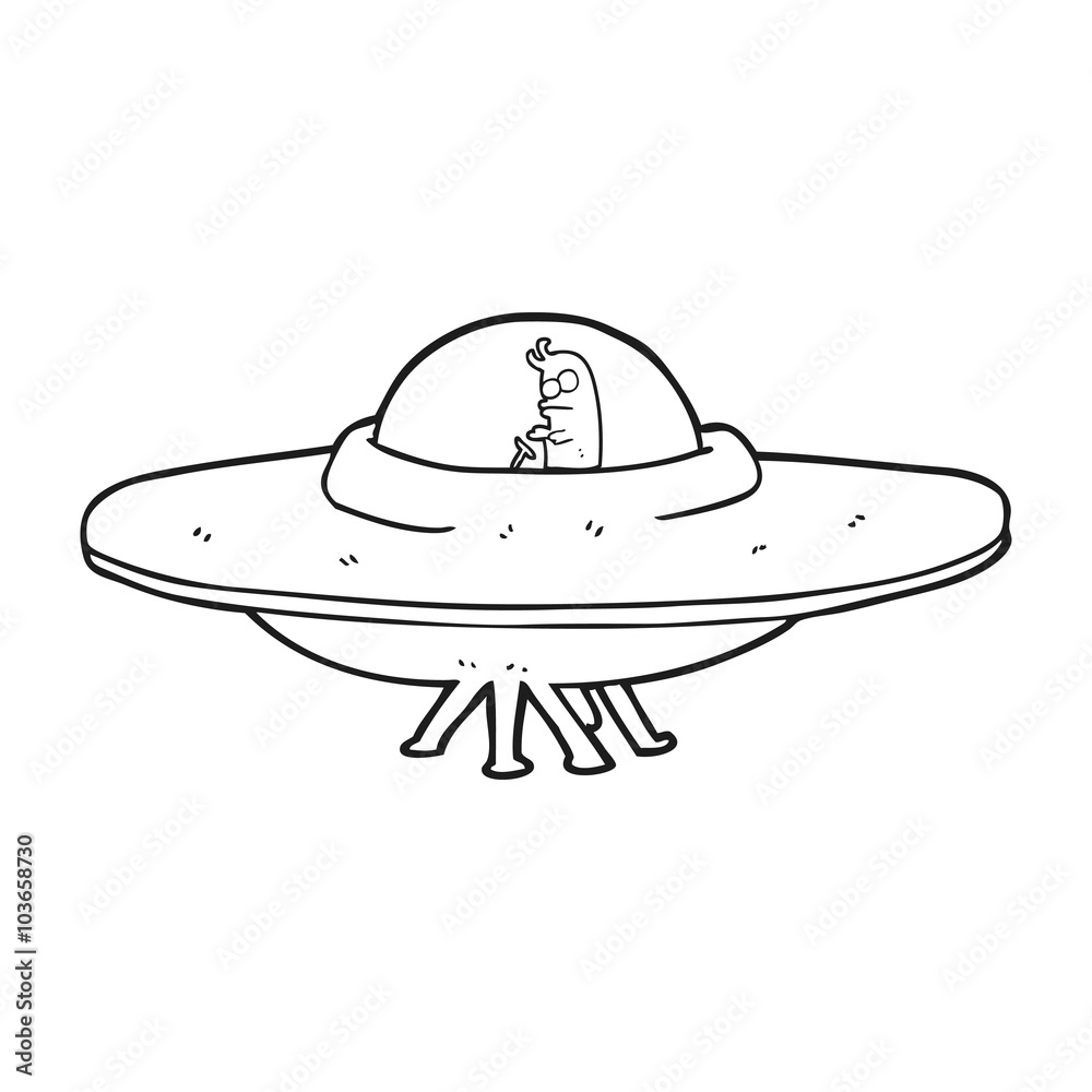black and white cartoon flying saucer black and white cartoon flying saucer