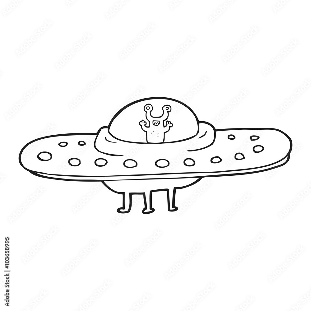 black and white cartoon flying saucer black and white cartoon flying saucer