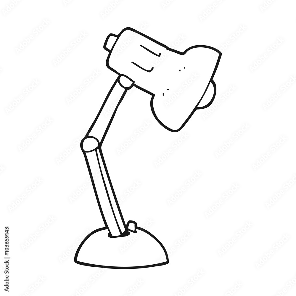 black and white cartoon desk lamp Stock Vector | Adobe Stock