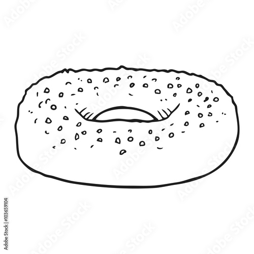 black and white cartoon bagel