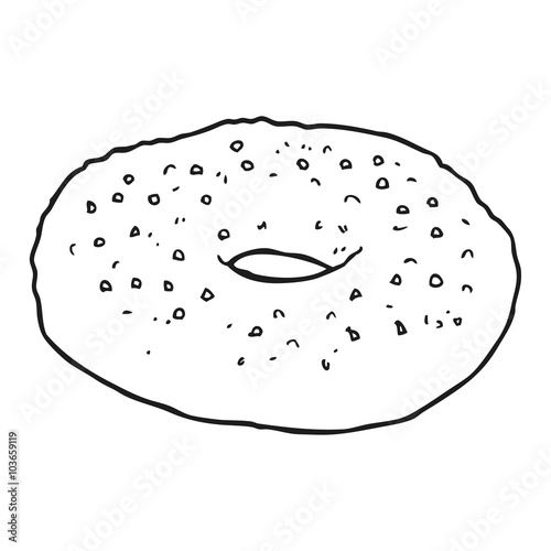 black and white cartoon bagel