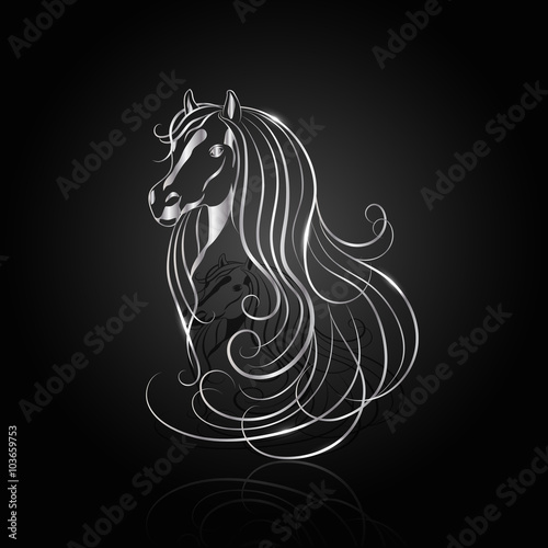 Silver abstract horse 
