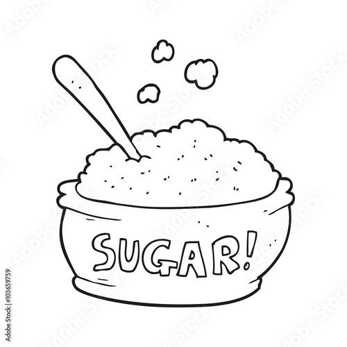 black and white cartoon sugar bowl