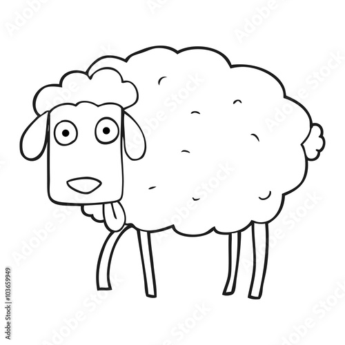 black and white cartoon sheep