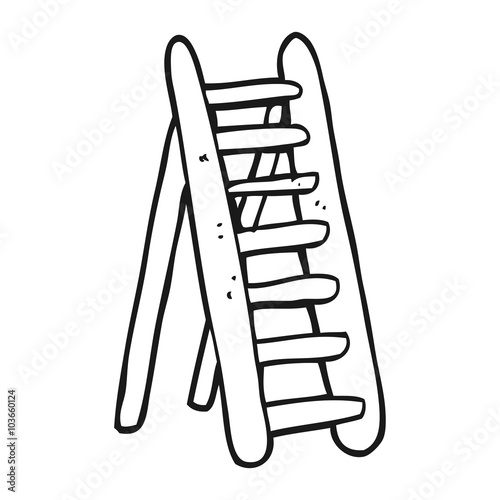black and white cartoon ladder