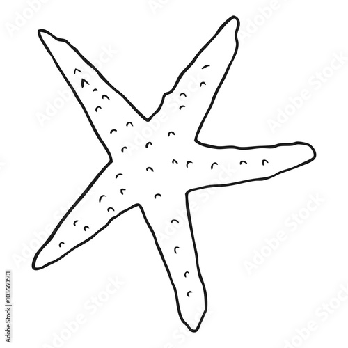 black and white cartoon starfish