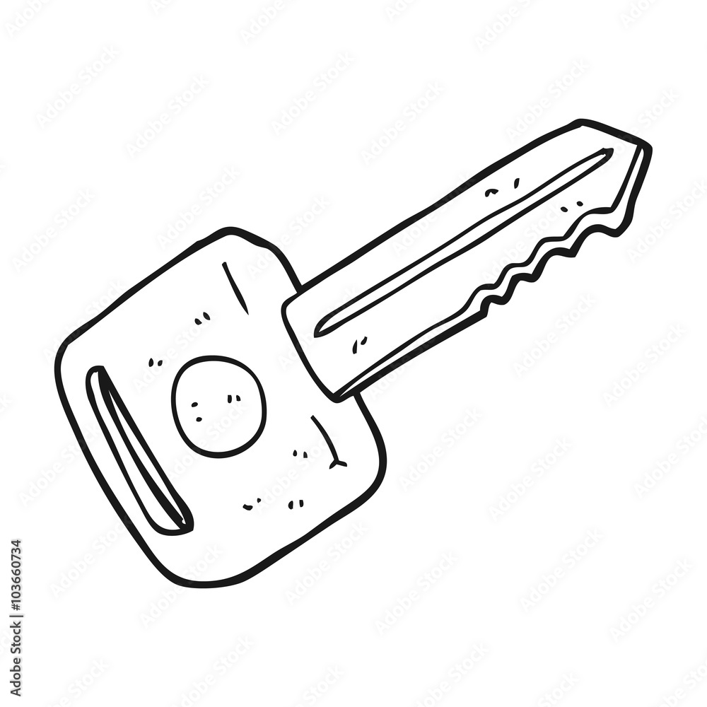 black and white cartoon car key Stock Vector | Adobe Stock