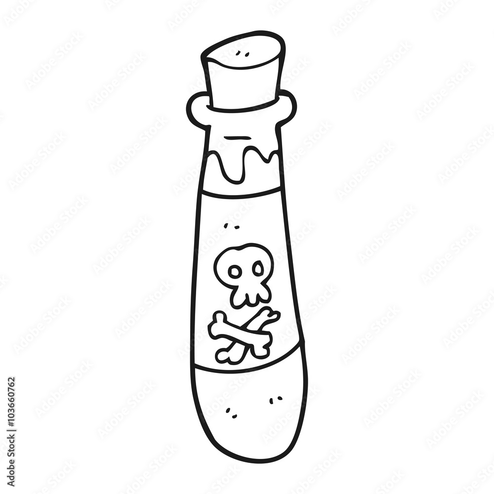 black and white cartoon vial of poison black and white cartoon vial of poison