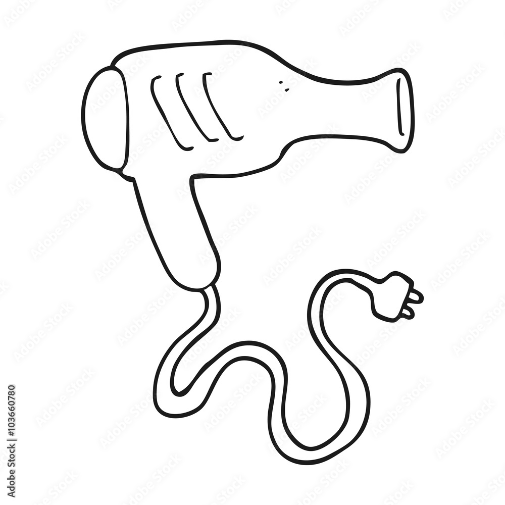 Obraz premium black and white cartoon hair dryer