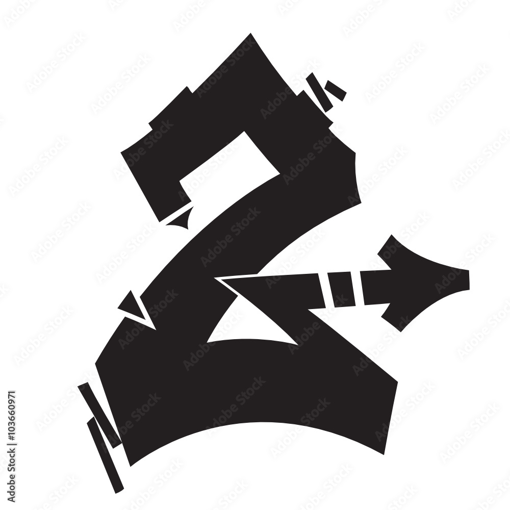 Graffiti Wildstyle Vector Tag “2” Stock Vector | Adobe Stock