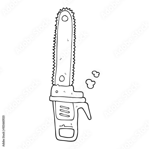 black and white cartoon chainsaw