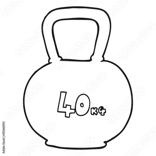 black and white cartoon 40kg kettle bell weight