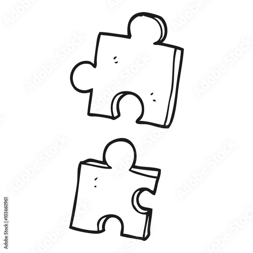 black and white cartoon jig saw pieces