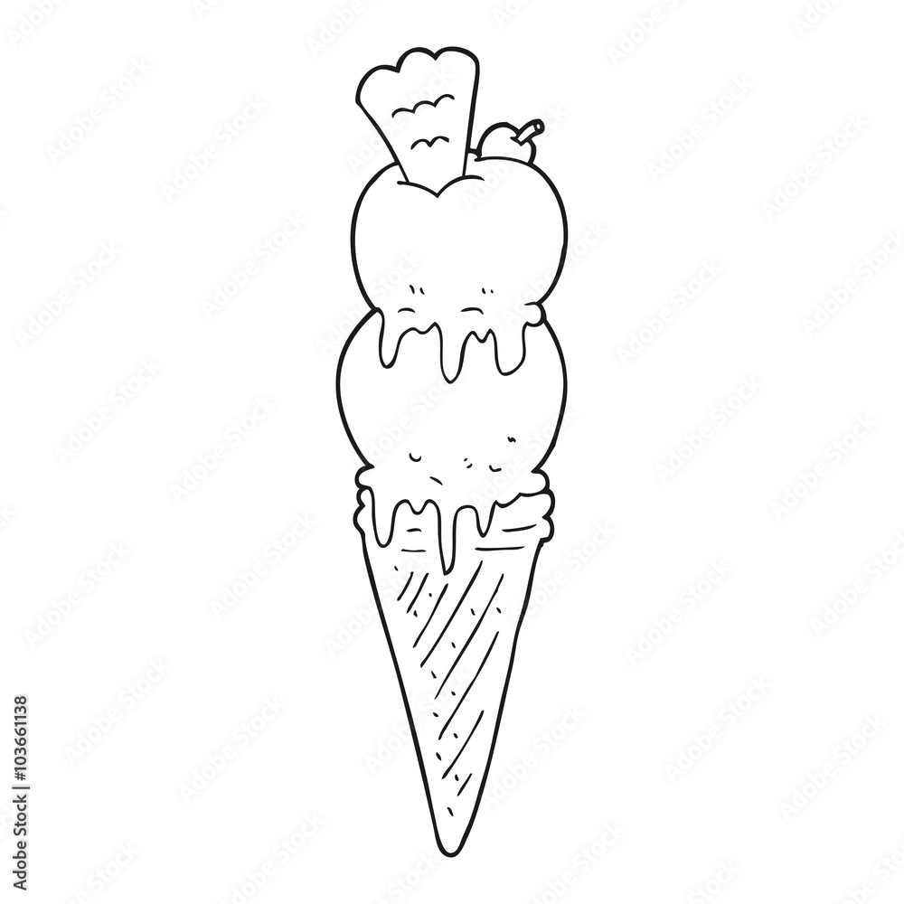 black and white cartoon ice cream cone black and white cartoon ice cream cone