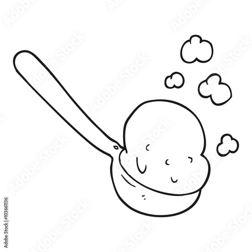black and white cartoon scoop of ice cream