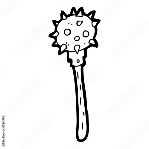 black and white cartoon medieval mace