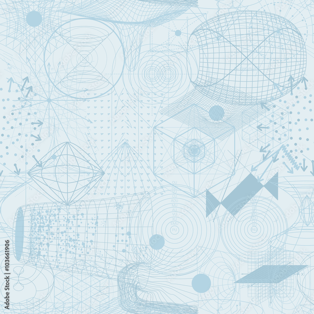 Fototapeta premium Sacred geometry symbols and elements wallpaper seamless pattern