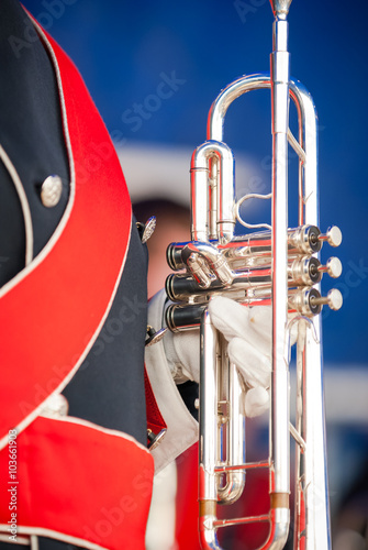 Various instruments and details from a music band of windband photo