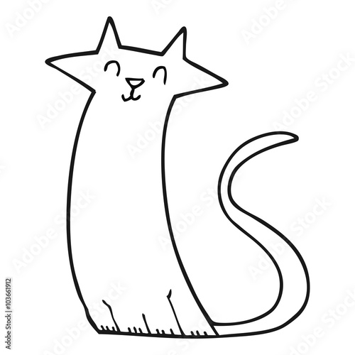 black and white cartoon cat