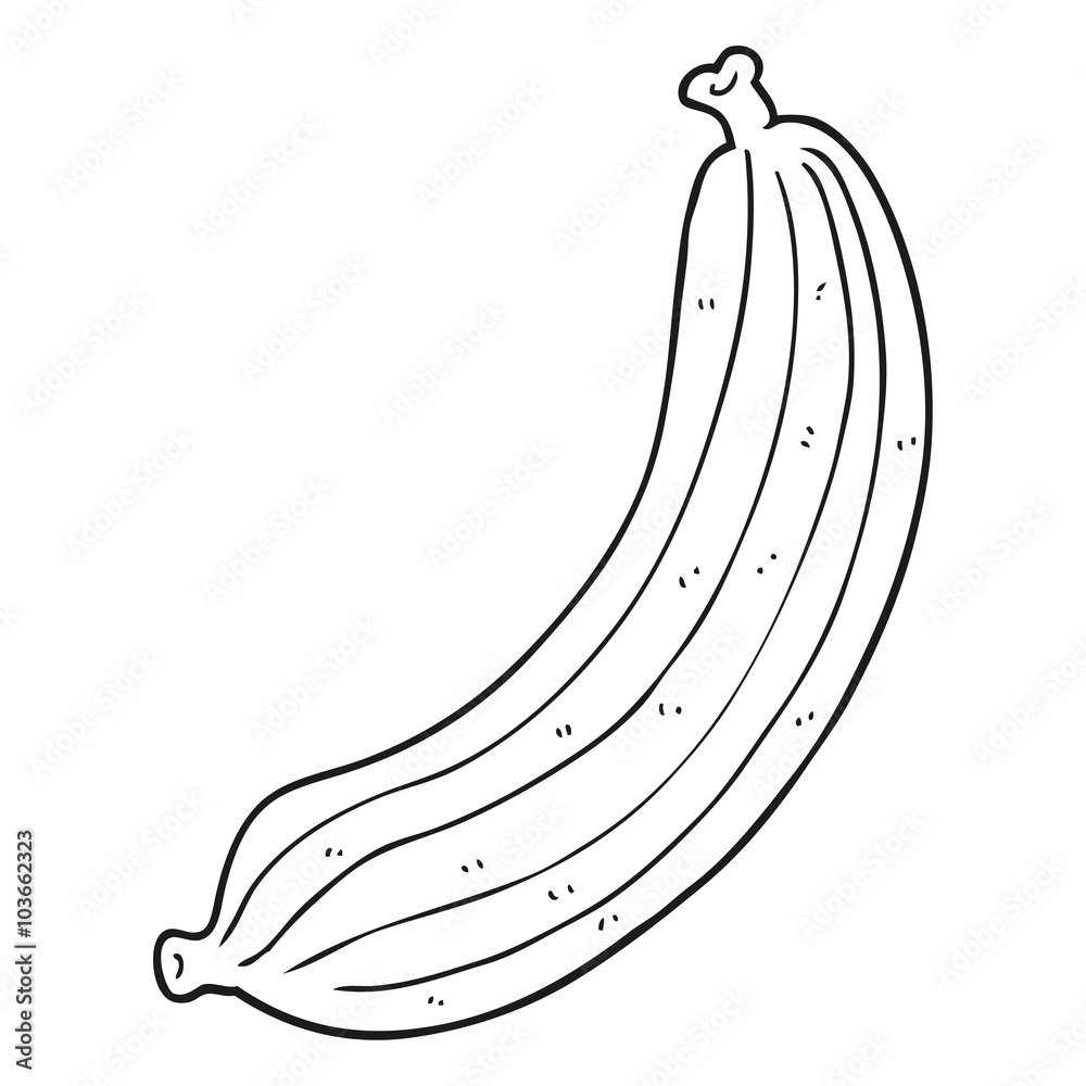 black and white cartoon banana