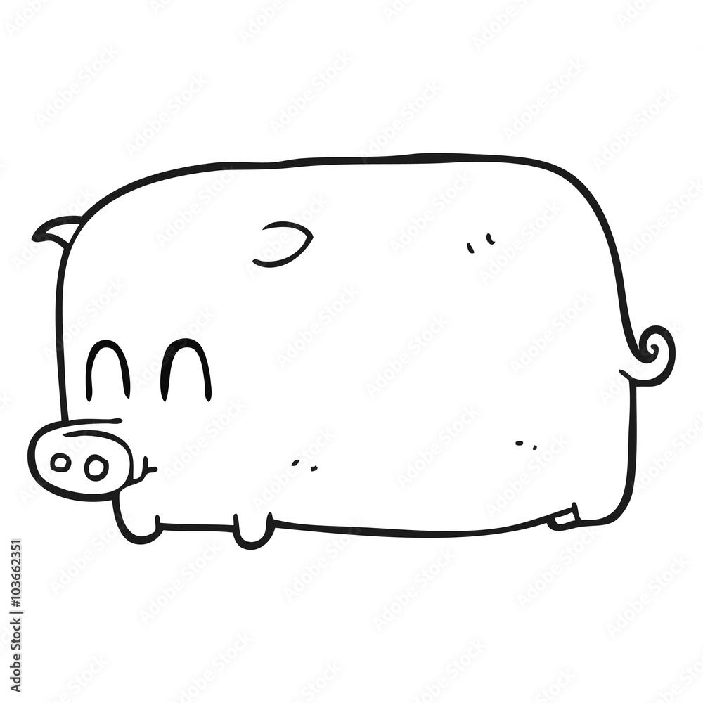black and white cartoon pig black and white cartoon pig
