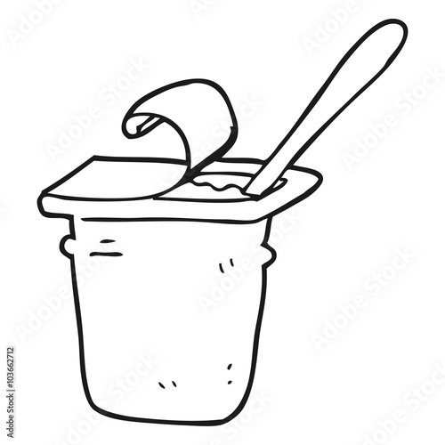 black and white cartoon yogurt
