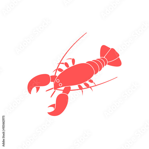 Stylized icon of a colored lobster on a white background