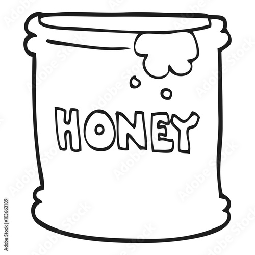 black and white cartoon honey pot