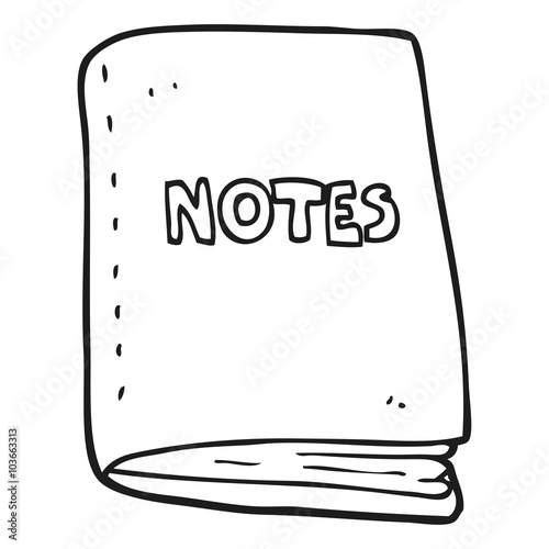 black and white cartoon note book