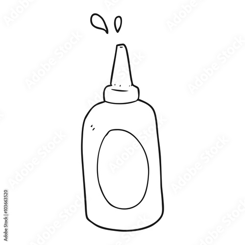 black and white cartoon ketchup bottle