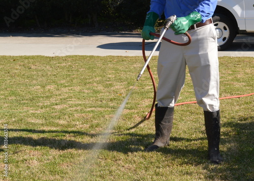 Professional lawn spraying
