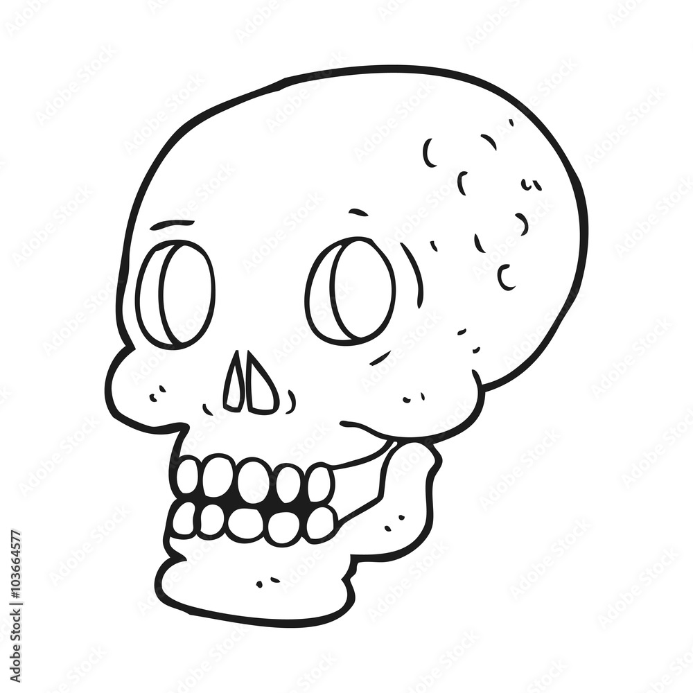 black and white cartoon halloween skull