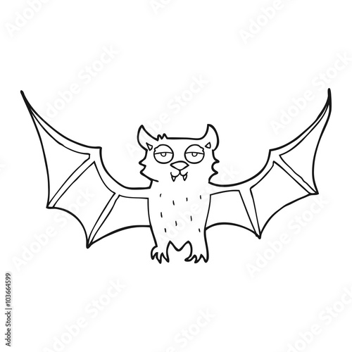 black and white cartoon halloween bat