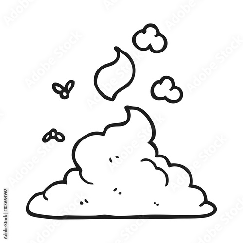 black and white cartoon steaming pile of poop