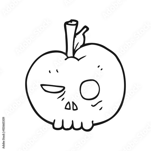 black and white cartoon poison apple