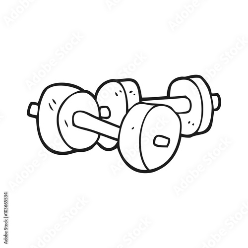 black and white cartoon dumbbells