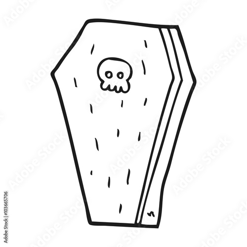 black and white cartoon halloween coffin