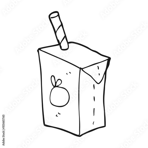 black and white cartoon juice box