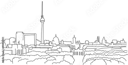 On the roofs of Berlin scribble outline