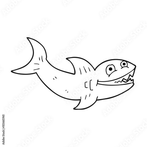 black and white cartoon shark