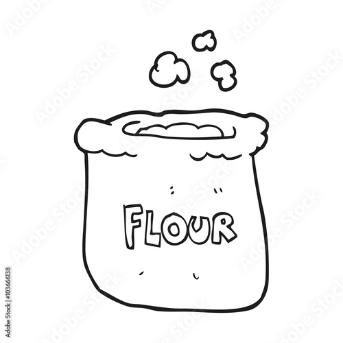 black and white cartoon bag of flour