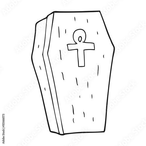 black and white cartoon spooky coffin