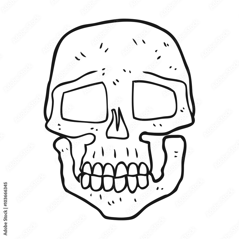 Fototapeta premium black and white cartoon skull