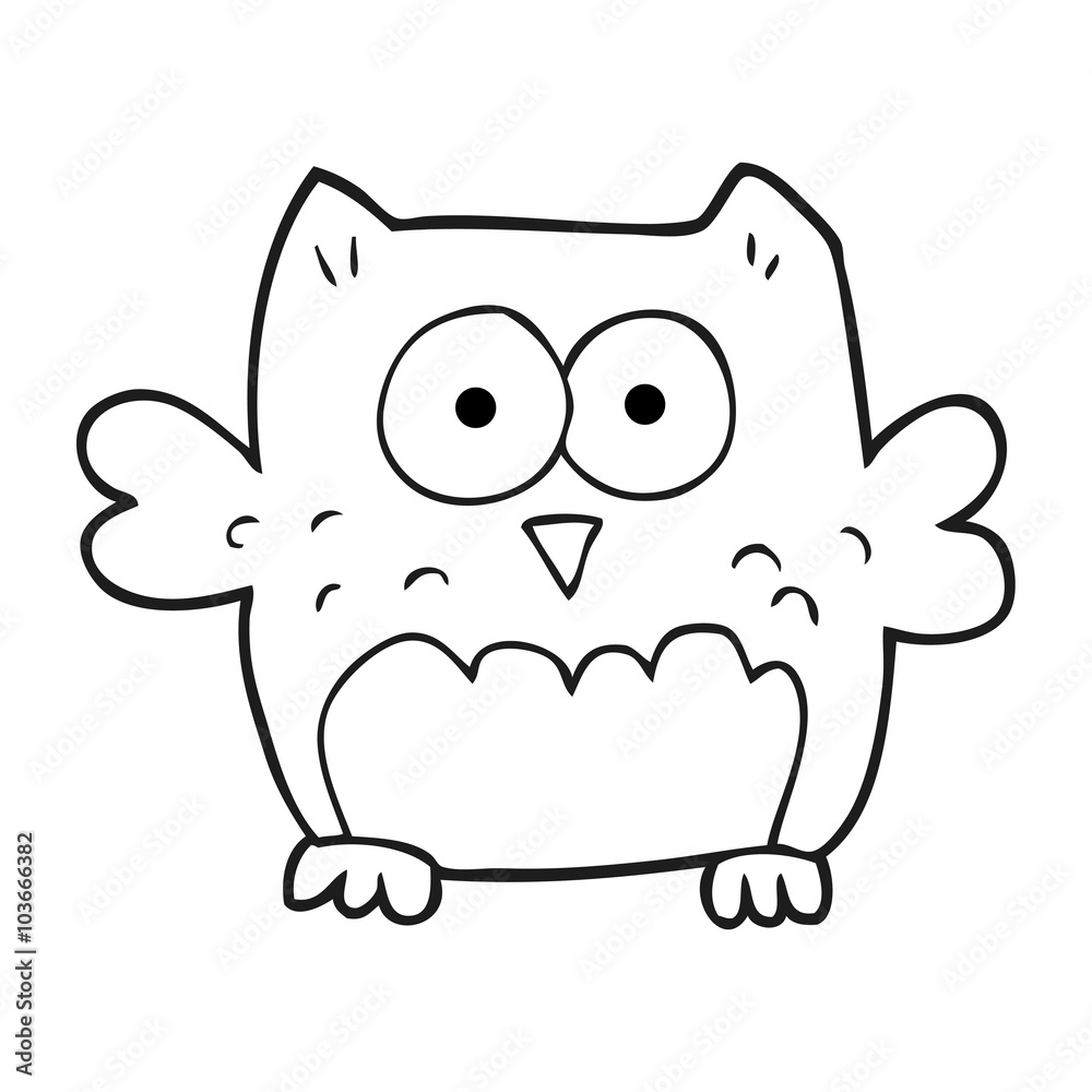 Fototapeta premium black and white cartoon owl
