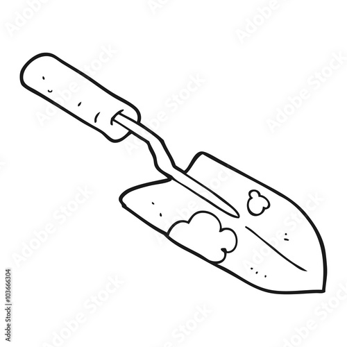 black and white cartoon trowel
